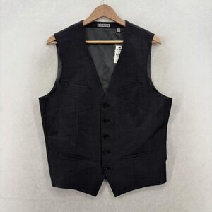 Express Suit Vest Mens Medium Gray Wool Stretch Lined Belted Back Formal NWT